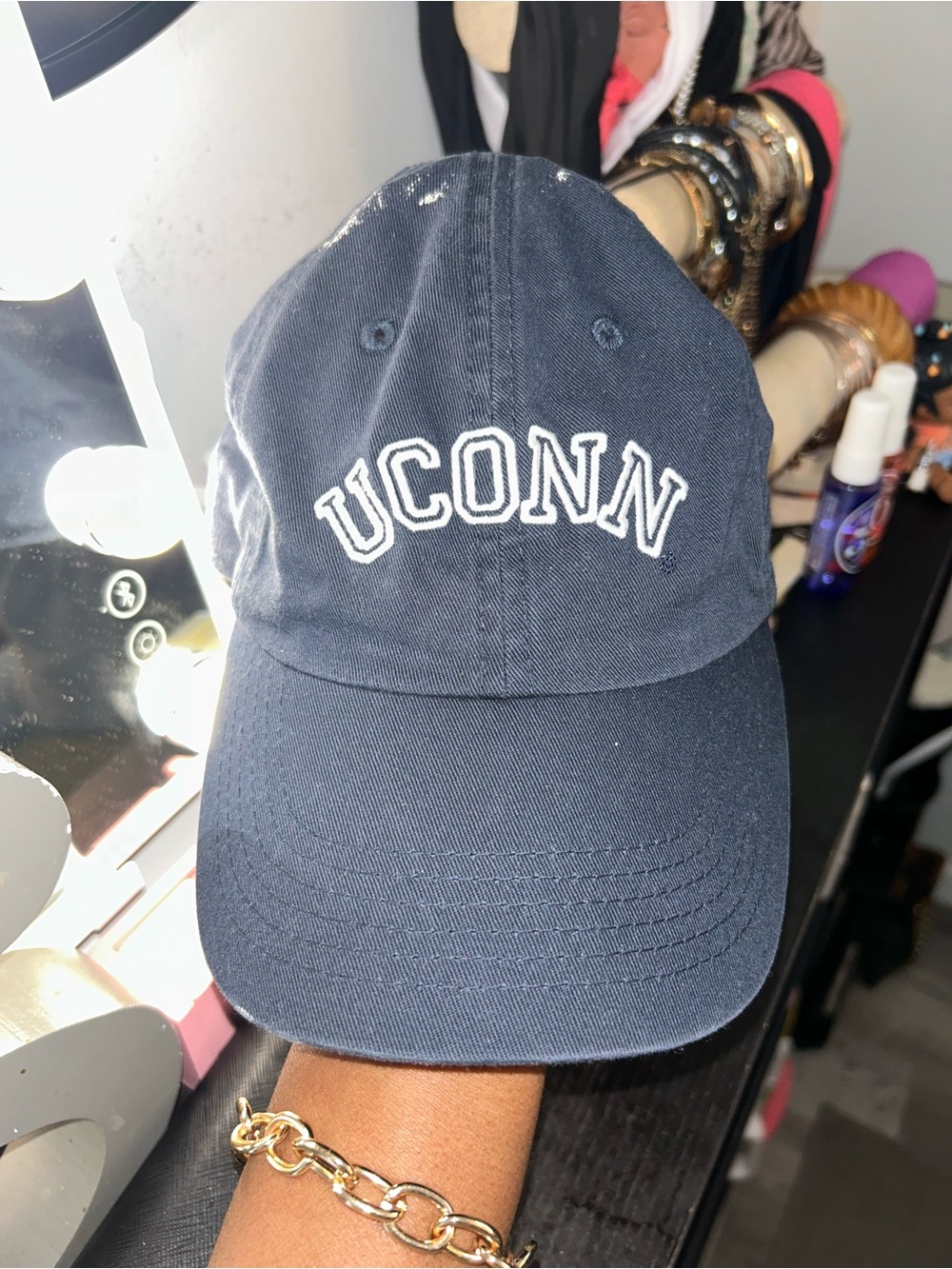 Victoria's Secret Navy Baseball Cap with Embroidered UCONN Logo